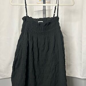 Pink Lily Black Smocked Midi Dress with Adjustable Straps